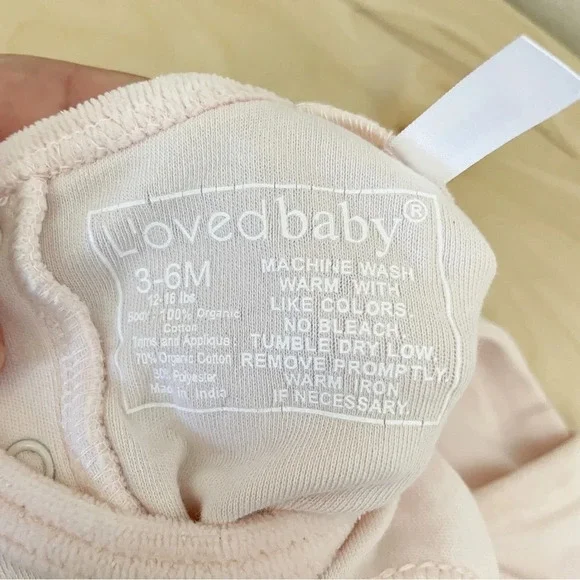 Loved baby Organic Velveteen Graphic Footie in Blush Sz 3-6 - Picture 6 of 7